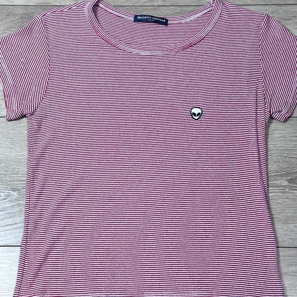 Brandy Melville Striped Tori Alien Patch Tee *Small Flaw* - Picture 5 of 12